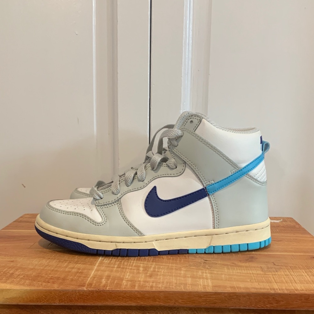 Nike Gray and Blue High-Top Sneakers